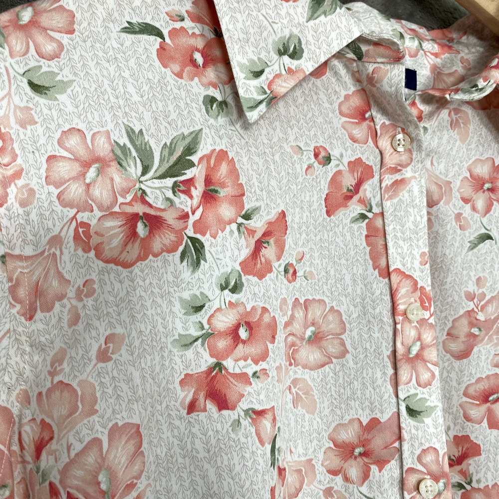 Chaps Womens Button Up Top Size 1X Floral Long Sleeve Cottagecore No Iron Office - Picture 2 of 8
